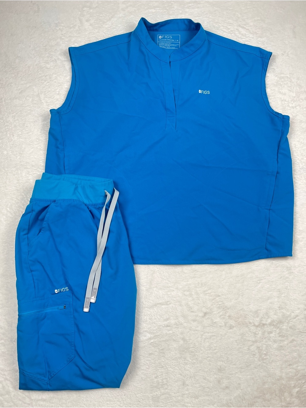 Figs Extreme Blue Rafaela Oversized Scrub Top Zamora Joggers XL EUC